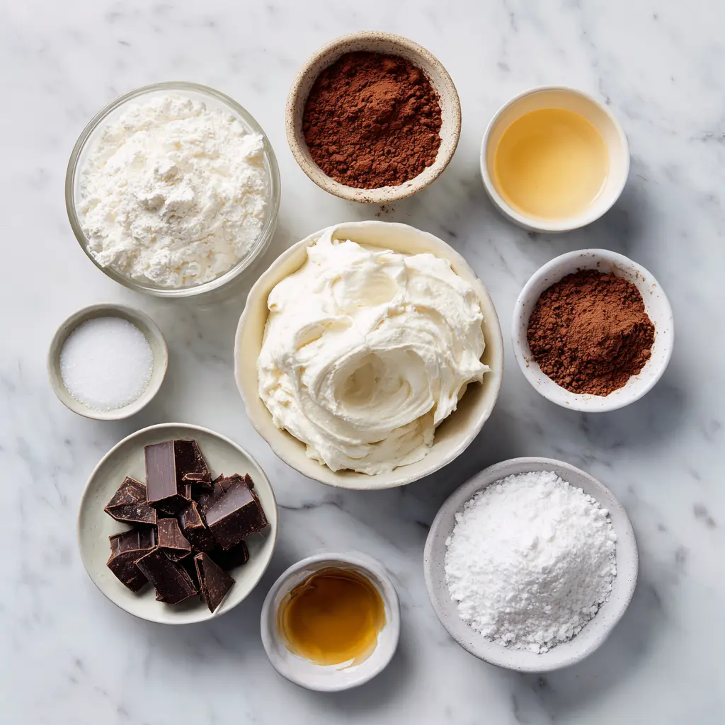chocolate-whipped-cream-ingredients. ingredients for chocolate whipped cream recipe