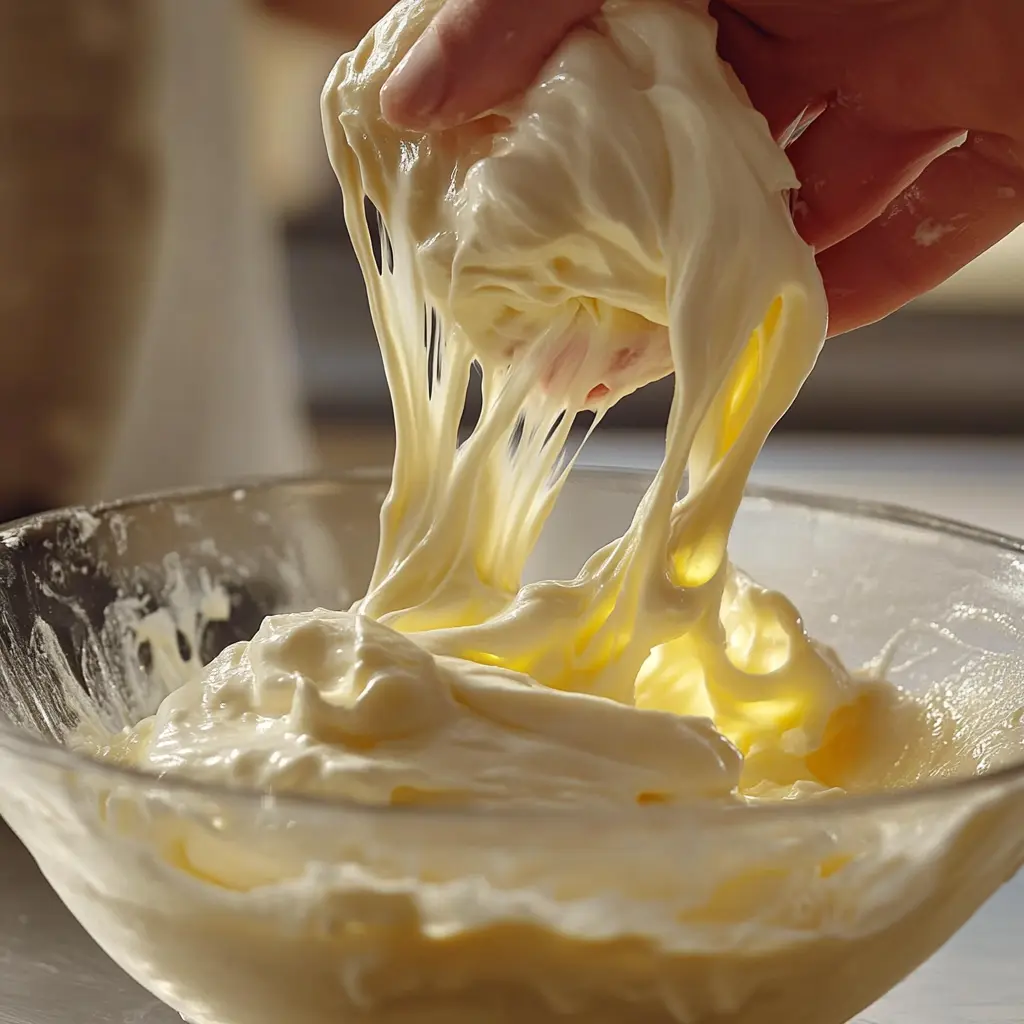 folding-egg-whites. Folding egg whites into egg soufflé mixture