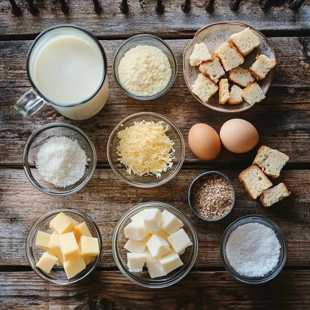egg-souffle-ingredients Ingredients for egg soufflé recipe laid out on a table