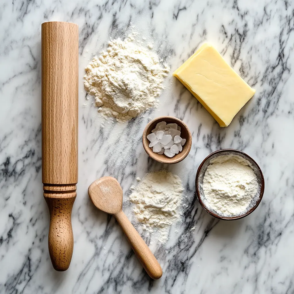 adnanecrisco-pie-crust-ingredients-tools06689_Flat_lay_of_pie_crust_ingredients_on_a_marble_cou_d6dc4198-729d-4b76-807d-515ba1c820a4_3 Crisco shortening and Crisco Pie Crust Recipe ingredients on counter